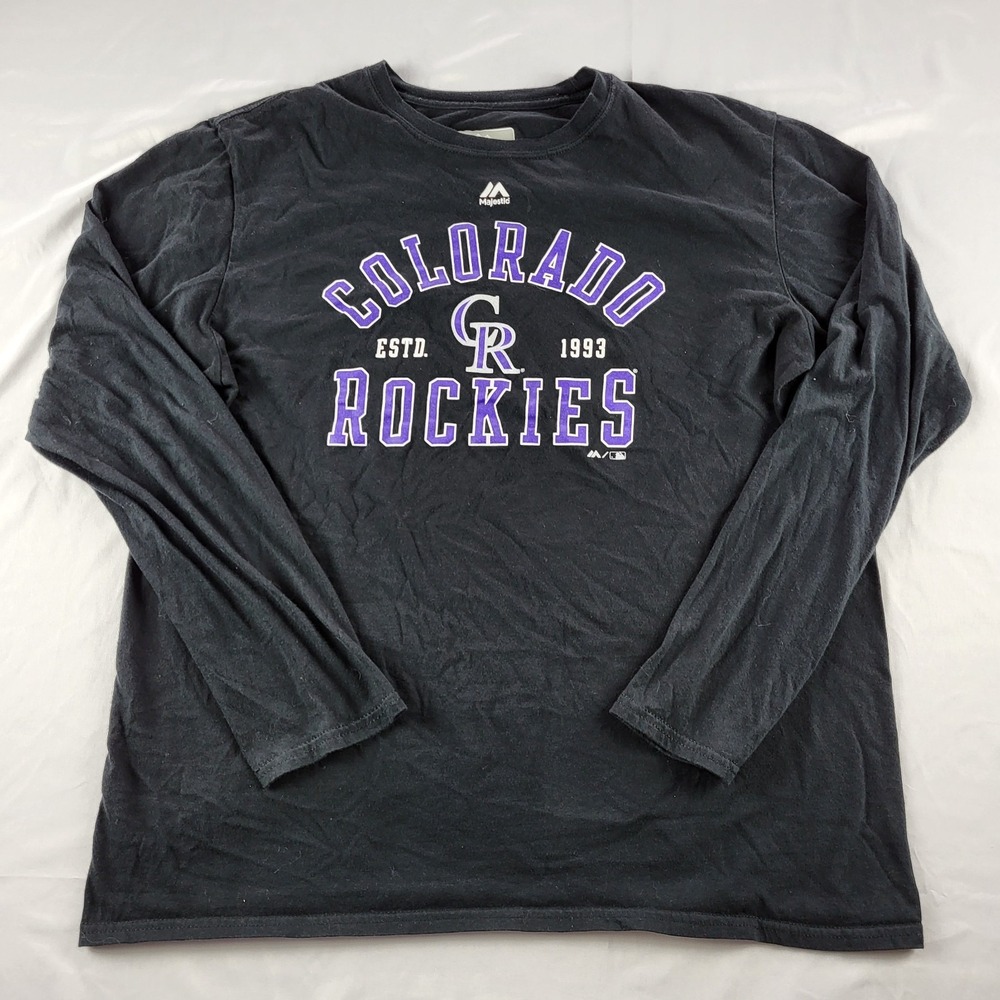 Colorado Rockies Mens Black Long Sleeve Majestic Large